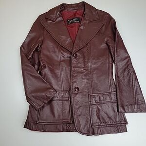 Vintage Golet Original Brown Leather Soft Coat Jacket Button Women's Size Medium